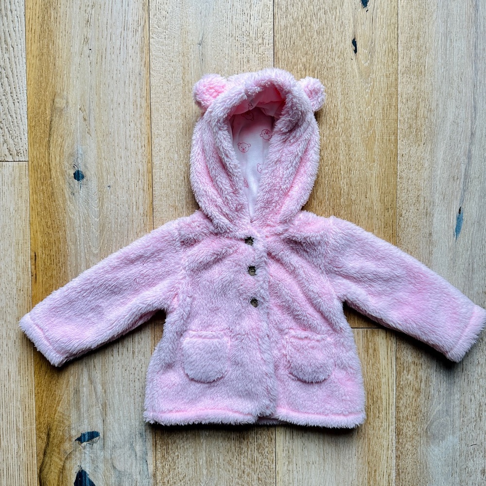 Pink Soft Teddy Bear hooded fleece jacket (with ears!)